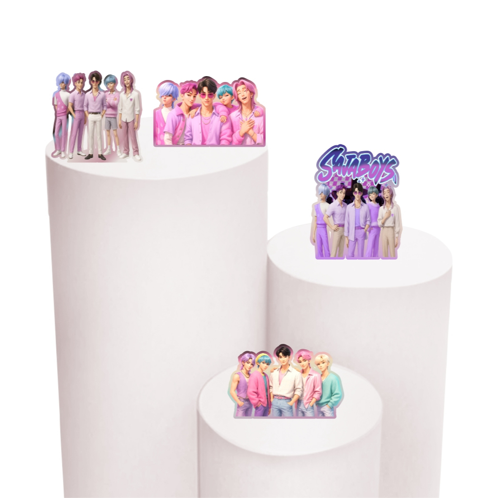 Kit de Display 4 de 20cm Totens para Decoração de Festa Saja Boys em MDF Cortado a Laser em Oferta na Shopee