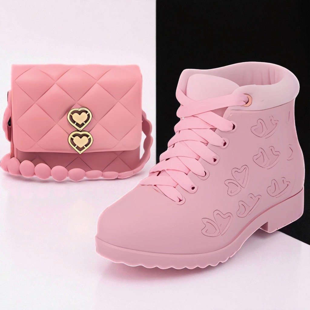 Conjunto Infantil Feminino | Bota + Bolsinha Coração | Confortável e Impermeável - Sal e Luz