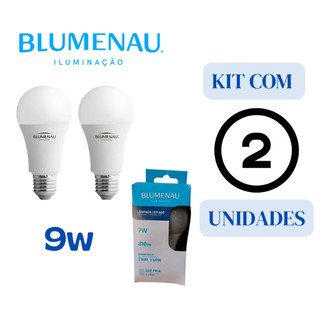 Kit 2 Lâmpada Bulbo LED 9w 6500k Branco Frio Blumenau Bivolt E27