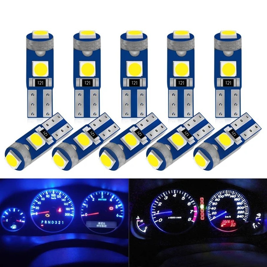 Kit 5 Lâmpadas Led T5 Pinguinho Esmagadinha 12v Branca 5w Painel Console Central Câmbio Carro em Oferta na Shopee