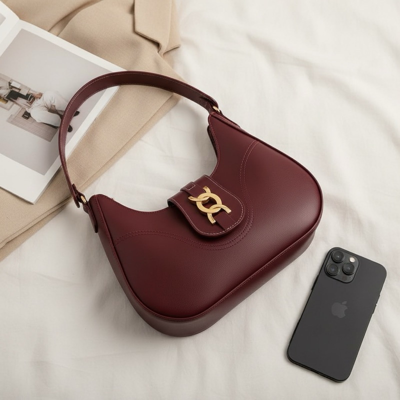 Bolsa Feminina Baguete Vinho Ombro Estilosa Casual em Oferta na Shopee