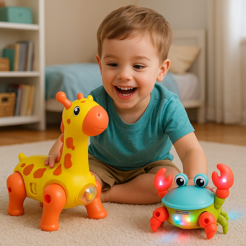 Kit Brinquedo Caranguejo Fujão + Girafa Dançarino Musical Brinquedo Infantil Interativo Sensorial em Oferta na Shopee