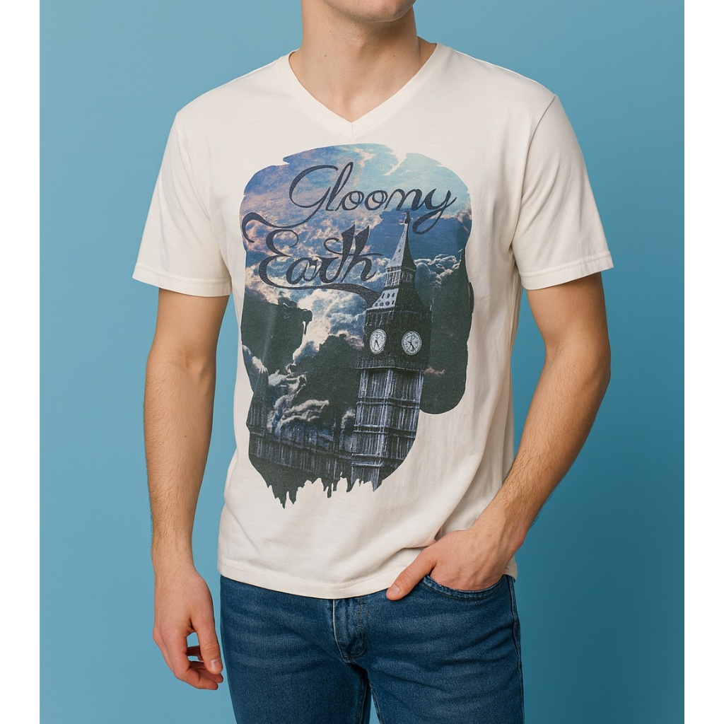 camisa branca estampada tam M