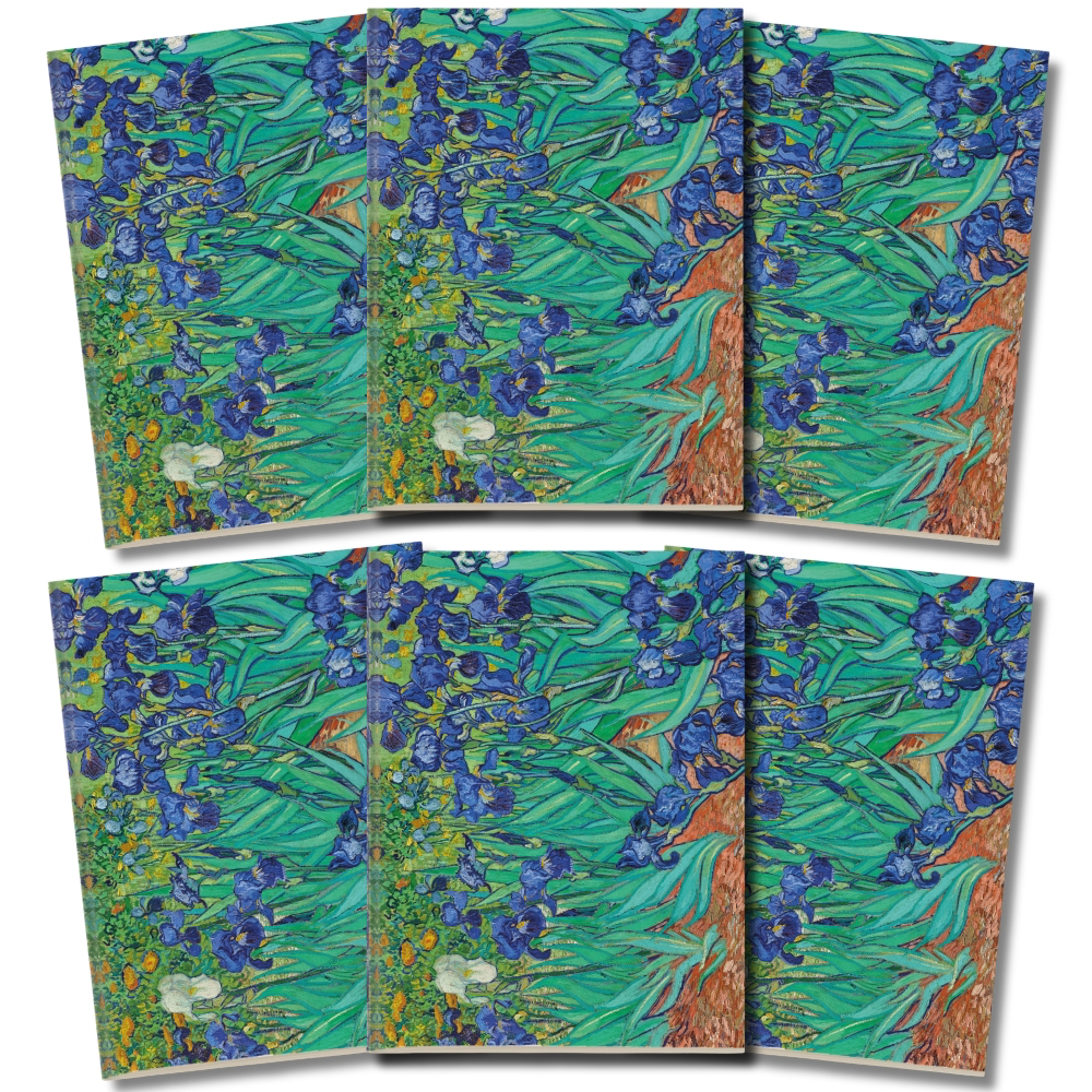 Kit 6x Cadernetas Van Gogh Lírios Capa Flexível 40 Pág Pólen A5