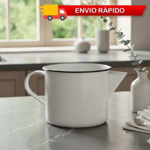 Caneca Esmaltada Leiteira com Bico para Ferver Água Leite Fervedor Vintage Retro Antiga Agata 1L