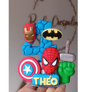 Vela Personalizada em Biscuit Vingadores - Heróis em Oferta na Shopee