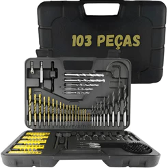 Kit Jogo Brocas Serra Copos Ponteiras Bits Fenda Philips Canhão Com 103 Peças Profissional TITANIUM