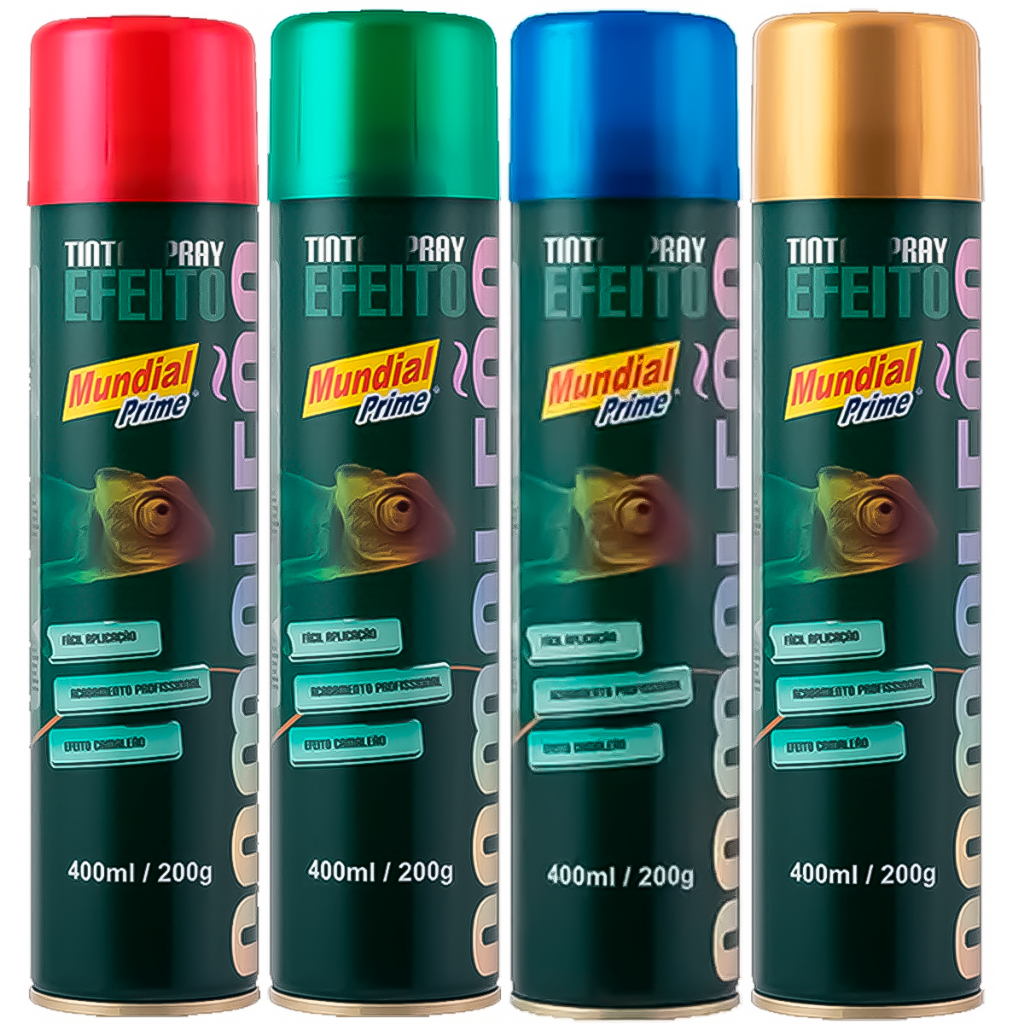 Tinta Spray Efeito Camaleão 400ml 200g Várias Cores - Mundial Prime Para Plástico Metal Isopor Top em Oferta na Shopee