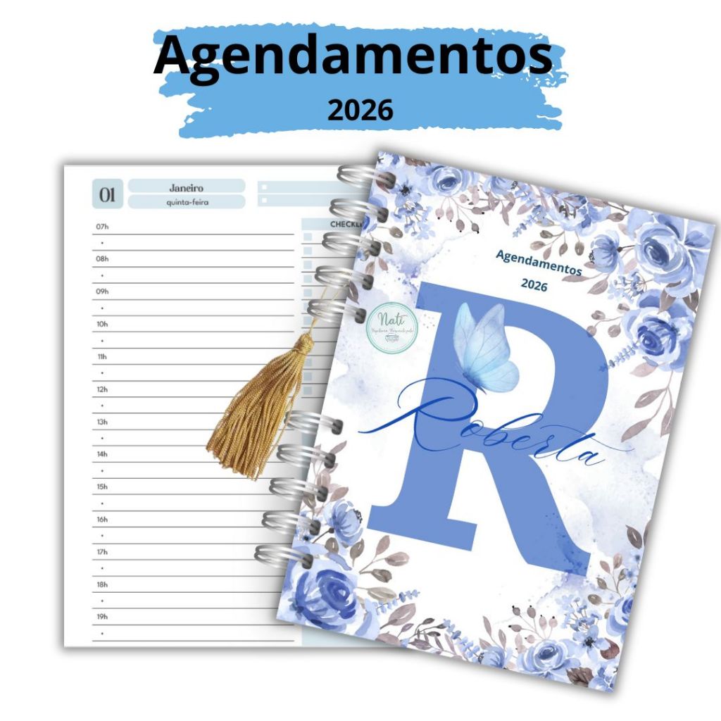Agenda para Agendamentos 2026 (Com e Sem horas)-  Agendas Personalidades -CAPAS PERSONALIZADAS.