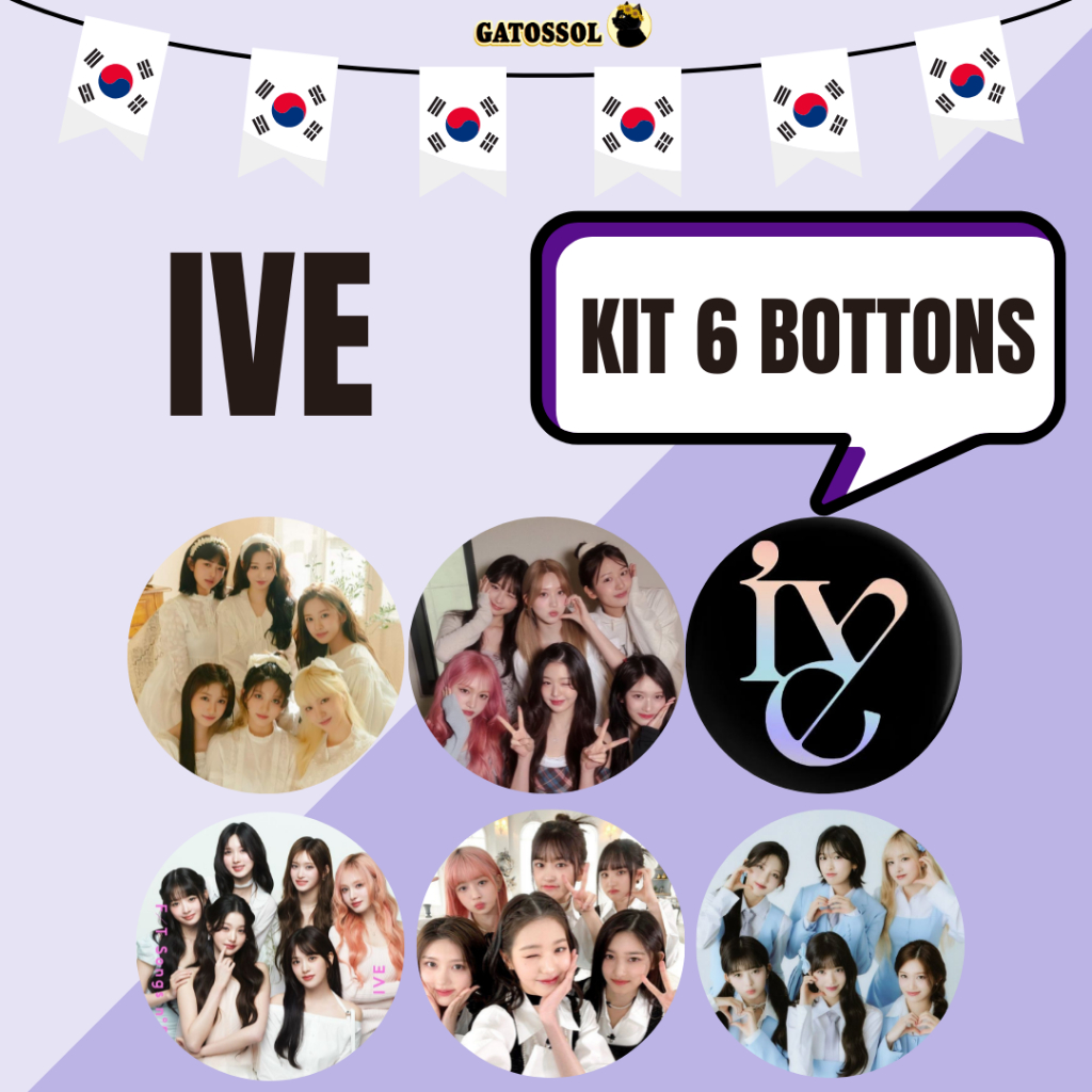 KIT IVE 6 Bottons 4,5CM Broche DIVE - KPOP-IDOL-COREANO- K-POP Bottom/botton Boton Buton alfinete Boton Button