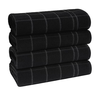 jogo/kit 12 pano de prato preto grande grosso copa atoalhado pano de copa para cozinha 100% algodão em Oferta na Shopee