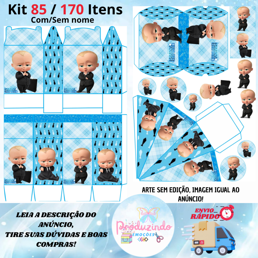 Kit com 85/170 itens lembrancinhas TEMA: PODEROSO CHEFINHO (COM/SEM NOME) - Envio Rápido