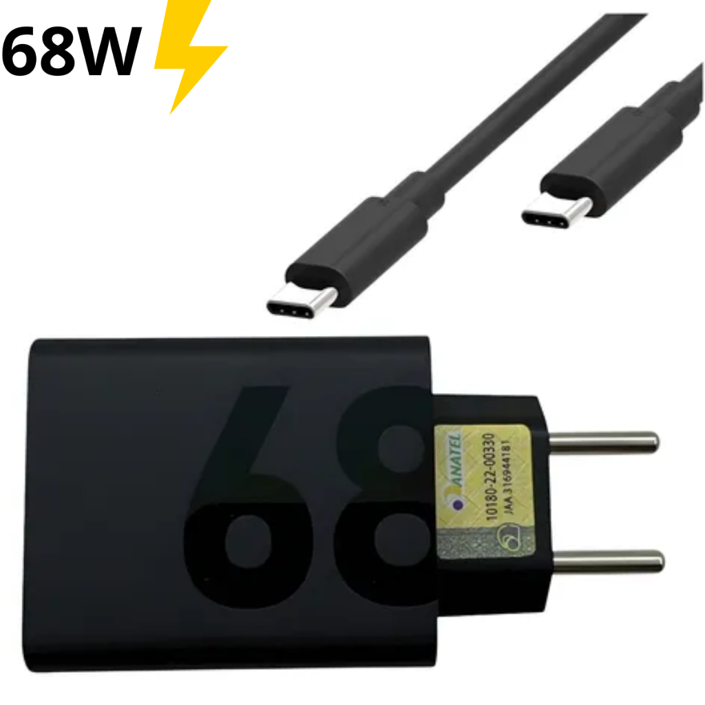 Carregador Turbo 68W Carrega Celular Super Rápido carregador usb-c A12 A13 A14 A23 A24 S23 Ultra S24 Redmi Note 11 Poco