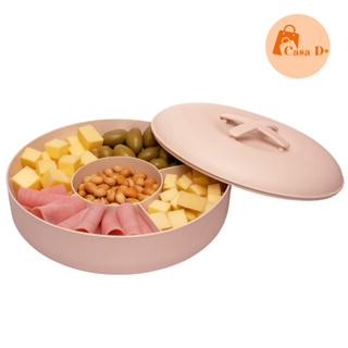 Petisqueira Redonda com Tampa e Divisórias Lyor 25cm em Oferta na Shopee