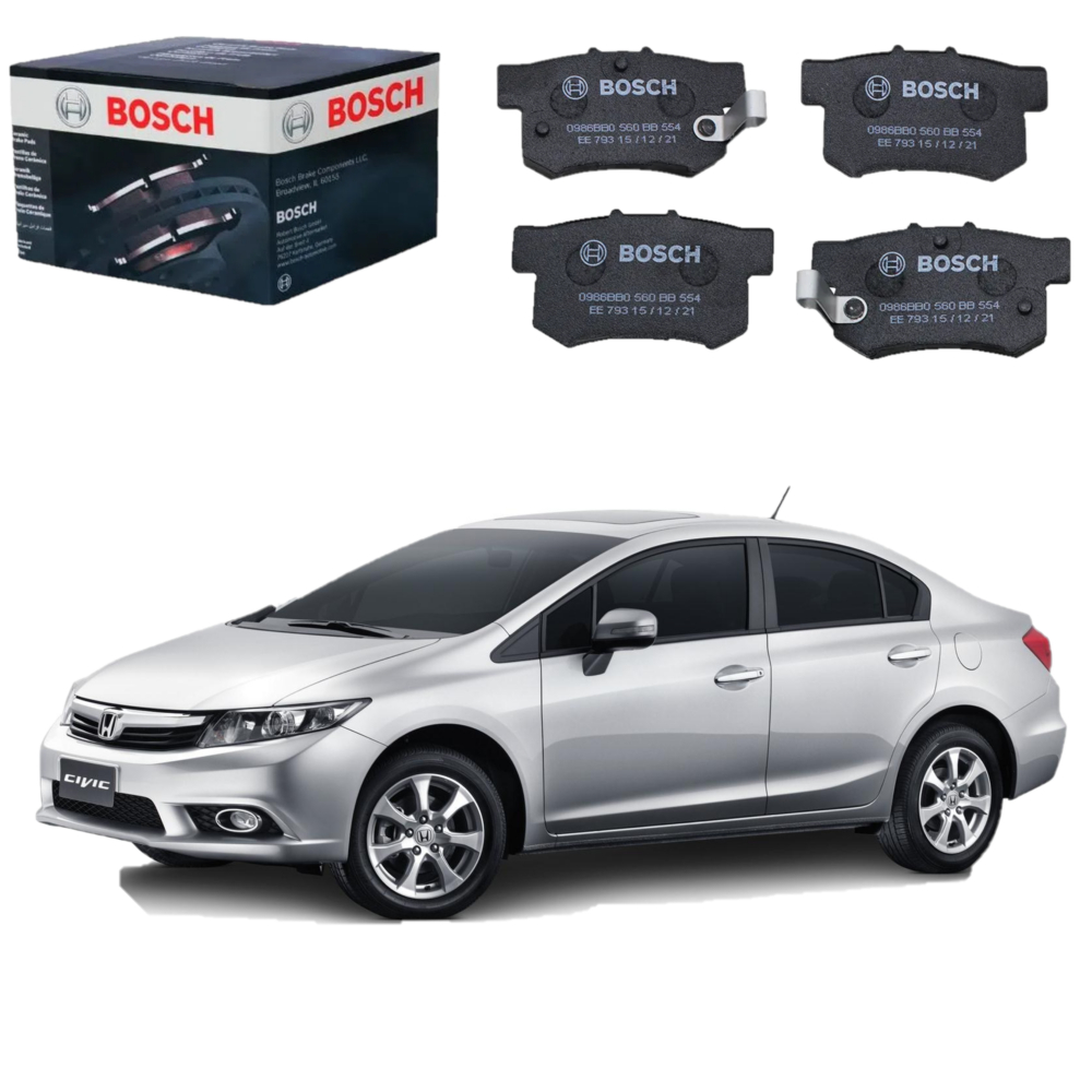 Jogo Pastilha Traseira 4 Peças New Civic 2008 Original Bosch