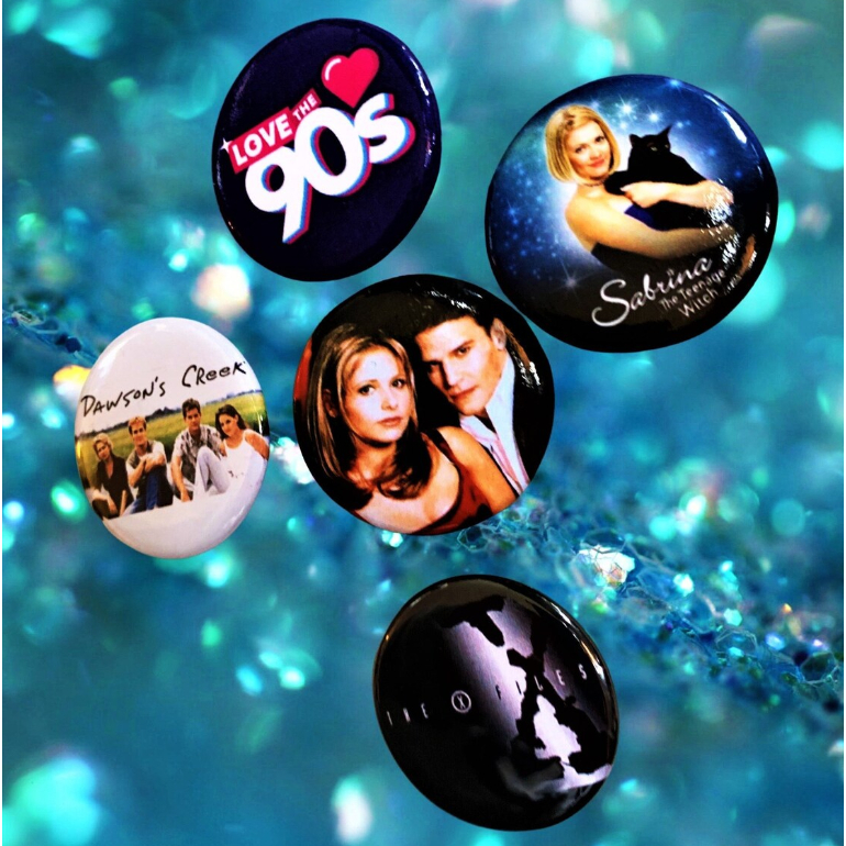 5 Pin Buttons 90s  Sabrina X Files Dawsons Creek Buffy Botão Broche
