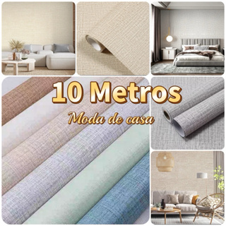 Papel de Parede Modelo Linho 10 METROS x 45CM Adesivo Autocolante para Sala, Quarto em Oferta na Shopee