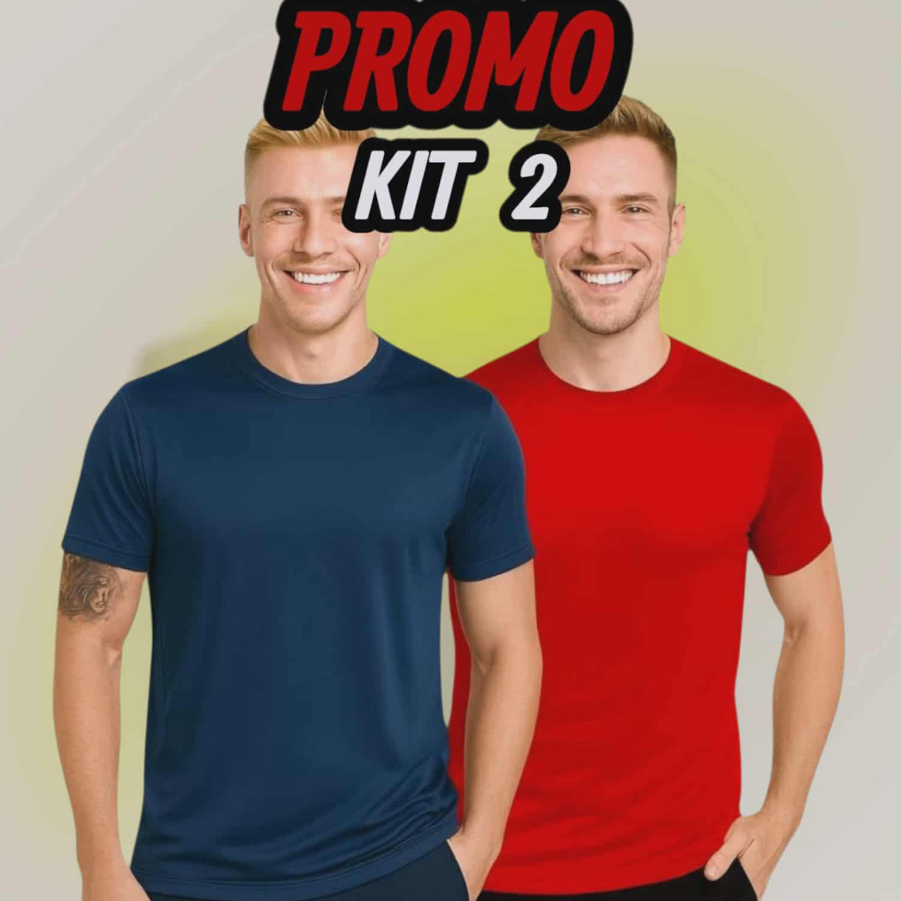 Kit 2 Camisetas Poliéster Dry Fit Masculina Casual Para Treino Academia Esportes Exercícios e Corrida Cores Sortidas