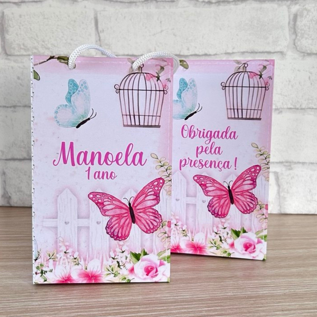 Sacolinha Jardim Encantado de Borboletas-Gaiolinha-Personalizada no tema para festa-PEGUE E MONTE em Oferta na Shopee