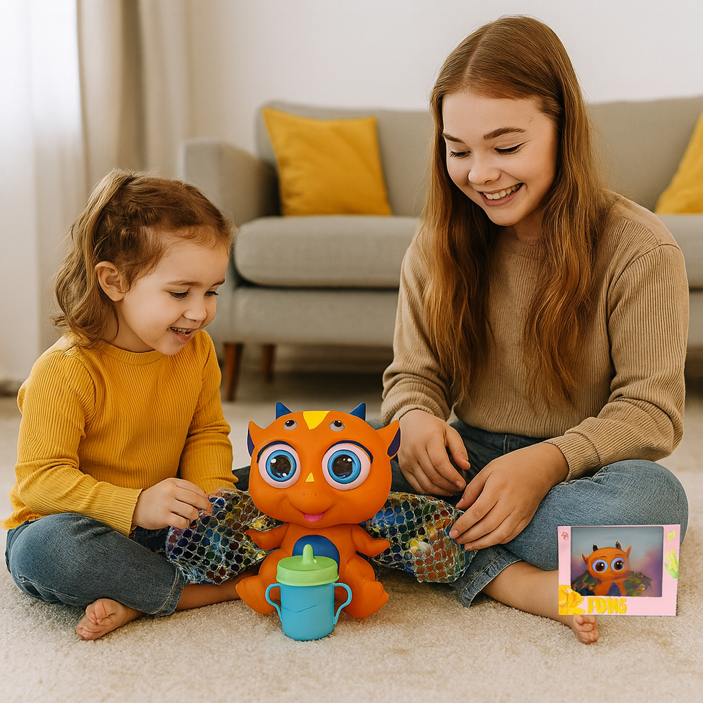 Bebe Dragao Voador Com Asas Figura Brinquedo Infantil Fantasia Laranja