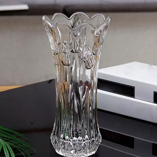 Vaso Jarro Floreira Solitario Tulipa De Vidro 23x12x7CM Decorativo Para Arranjos Plantas Transparente
