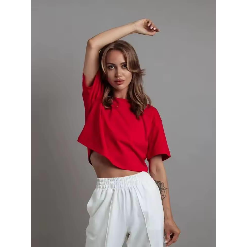 Cropped Feminino T-shirt Liso Manga Oversized Academia Treino Blusinha Lisa em Oferta na Shopee