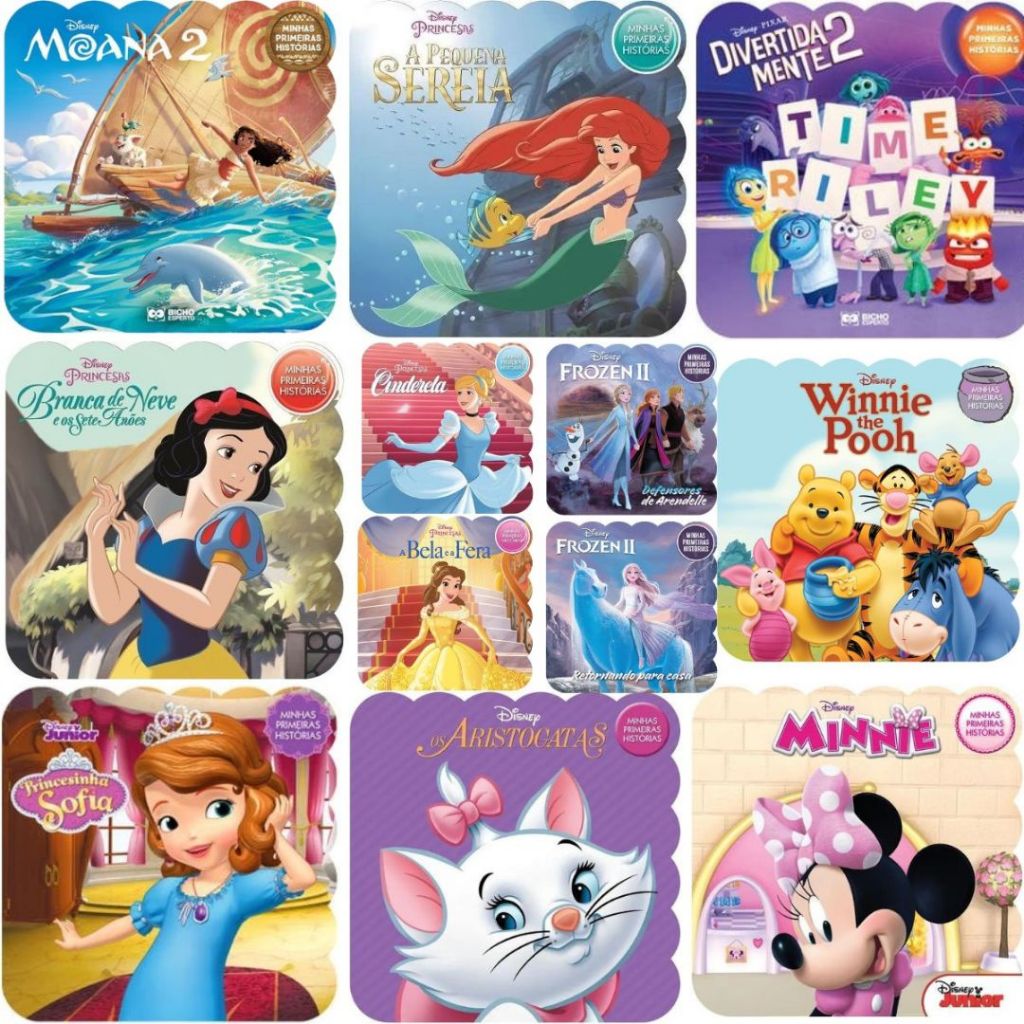 Coleção Minhas Histórias Disney Com 12 Livros Ilustrados