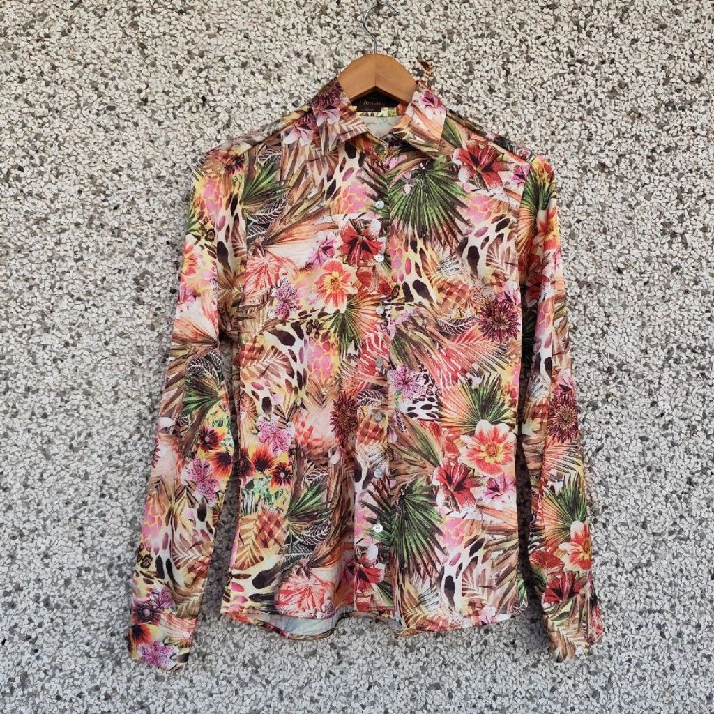 Camisa estampada cetim | 38 (Brechó)