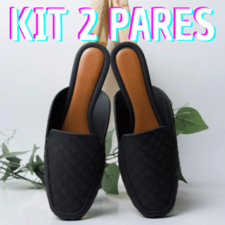 Kit Sandalia Mule Feminina Rasteirinha Aberta Bico Fino Casual em Oferta na Shopee