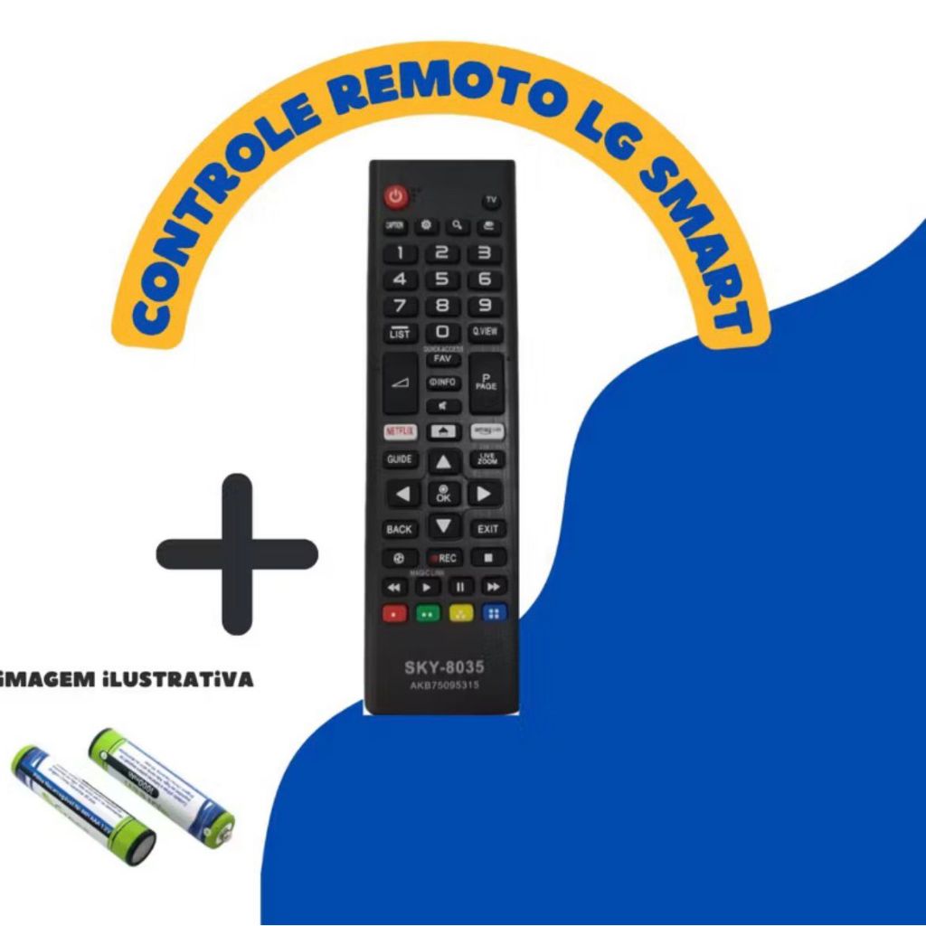 Imagem Controle Remoto Compatível com Tv L G Smart Lcd Led Plasma com Netflix e Amazon sky-8035 le-7045
