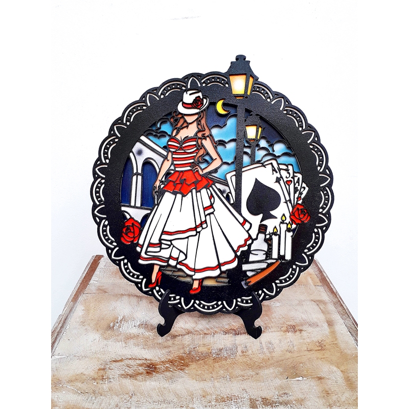 Maria Navalha - Malandra - Quadro - Mandala - Orixás - Mdf 3d - 28cm