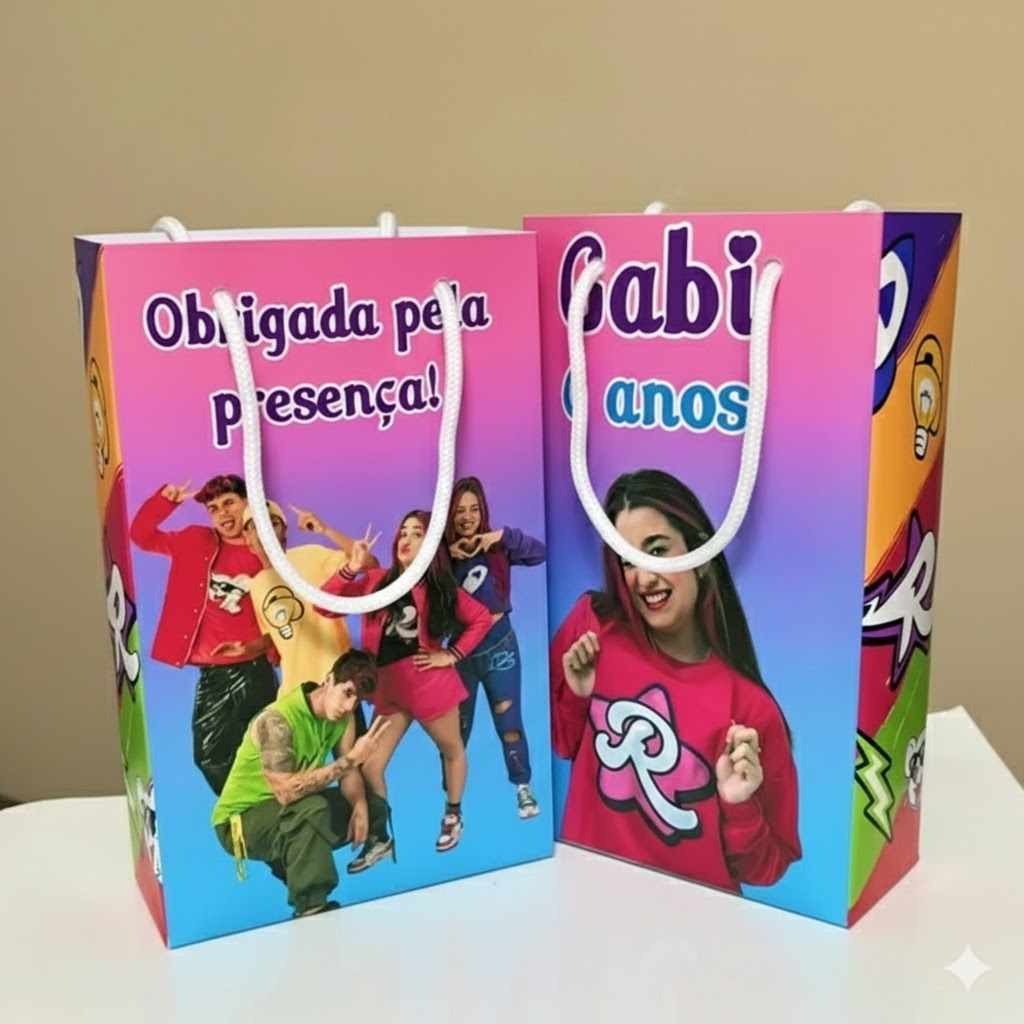 Sacolinha Personalizada Clube dos Rosa Emily Vick Sacola Surpresa Lembrancinha Festa Caixinha Aniversário PEGUE E MONTE