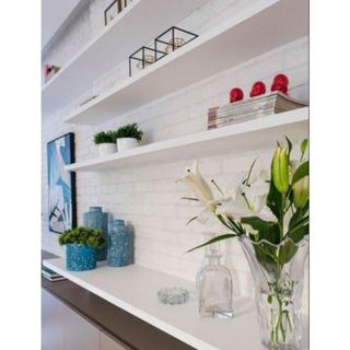 Prateleira Branca Decorativa 100% MDF 100x20 C/Suportes em Oferta na Shopee