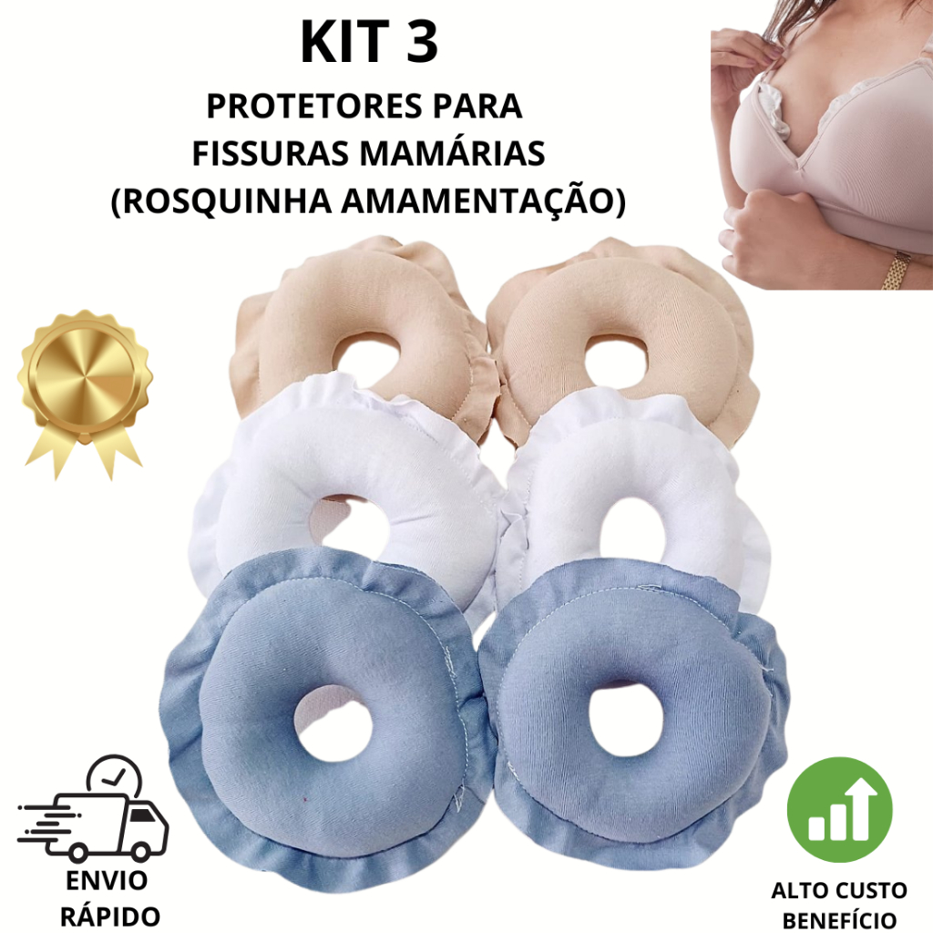 KIT 6 UNIDADES Rosquinhas Amamentação Protetores para Fissuras Mamárias (Amamentação) - 100% ALGODÃO - PREMIUM em Oferta na Shopee