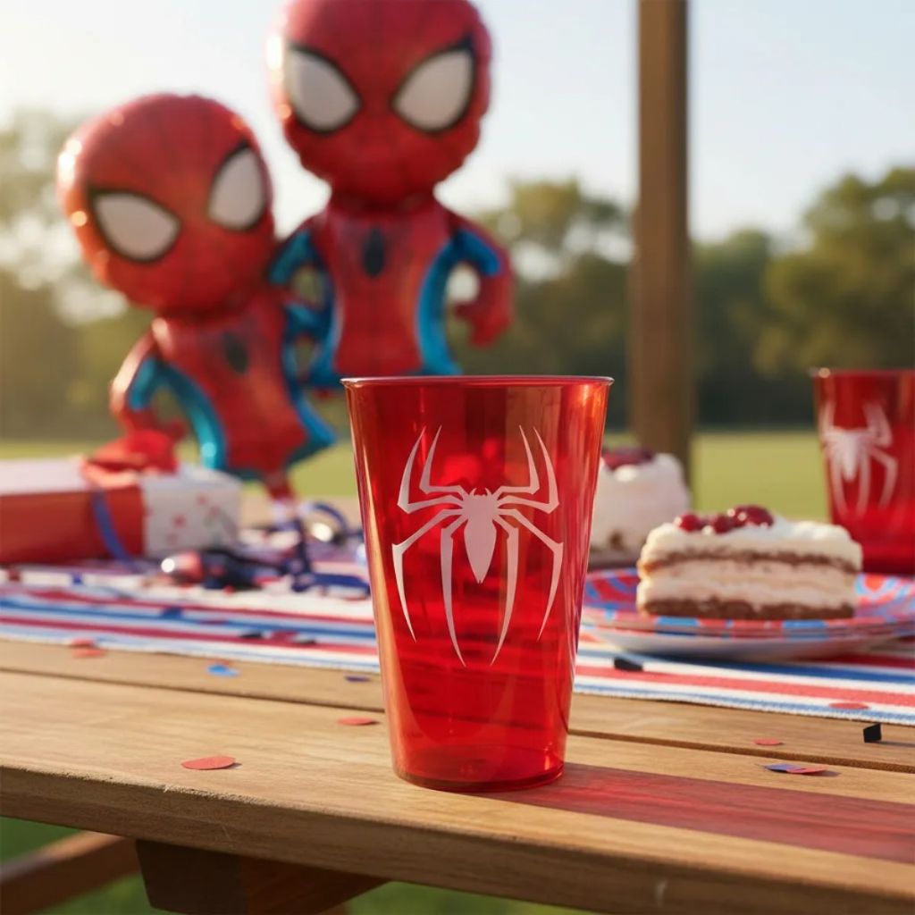 10 Copo Aranha Acrílico Festa Aniversário Herói Homem Aranha 450ml em Oferta na Shopee