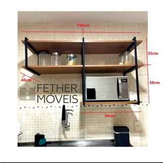 KIT INDUSTRIAL DE PAREDE OU SUSPENSA PARA MICROONDAS COM PRATELEIRA DE MDF VARIOS TAMANHOS(COMPLETO COM PRATELEIRAS) em Oferta na Shopee