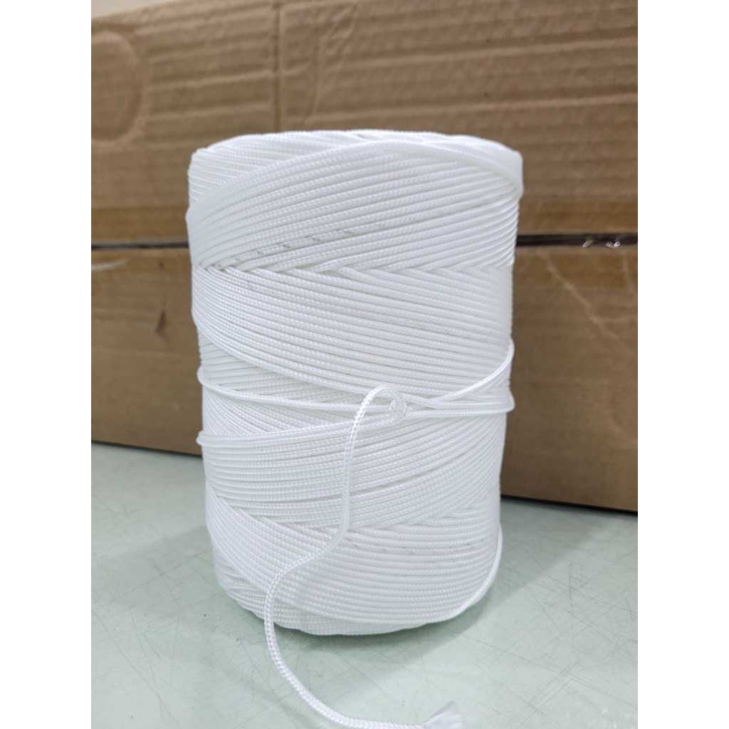Corda 2mm Branca PP Trançada 1kg 470 Metros Multiuso Para Varal Amarração Redes Trabalhos Manuais