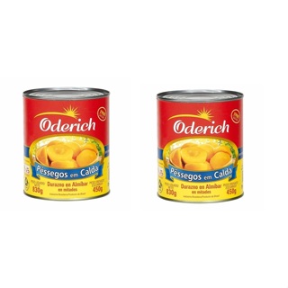 Kit 02 latas Pêssegos em Calda Oderich 450g cada em Oferta na Shopee