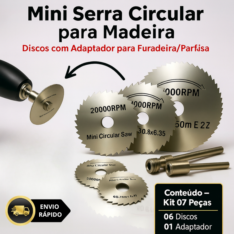 Kit Jogo Mini Disco Serra Circular Micro Retífica Madeira Lamina Furadeira Parafusadeira