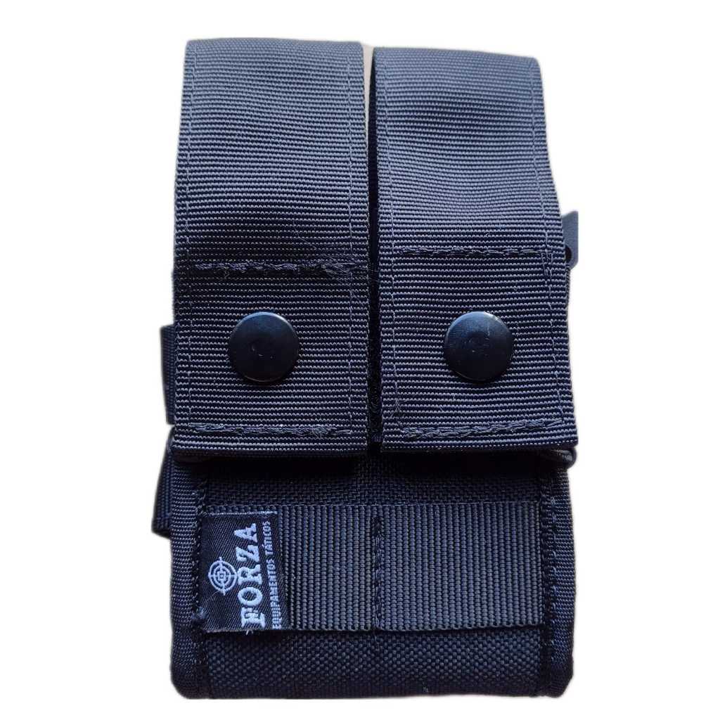 PORTA CARREGADOR DE PISTOL DUPLO VERTICAL MODULAR MOLLE RIGIDO TATICO  CINTO  CORDURA FORZA