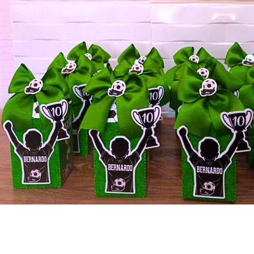 Caixa Milk com laço Futebol Menino Personalizada |lembrancinha para festa infantil aniversário futebol