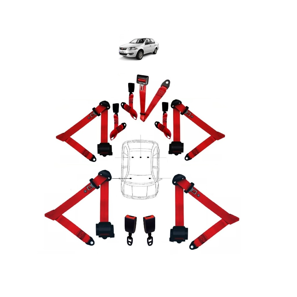 kit palio completo 5 bancos retratil com os fechos vermelho
