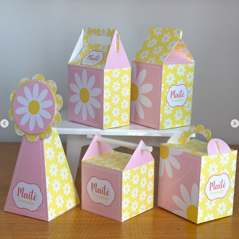KIT FESTA MARGARIDA,Personalizado,pegue e Monte Lembrancinhas - Aniversário - Caixinha Personalizadas - papelaria, festa