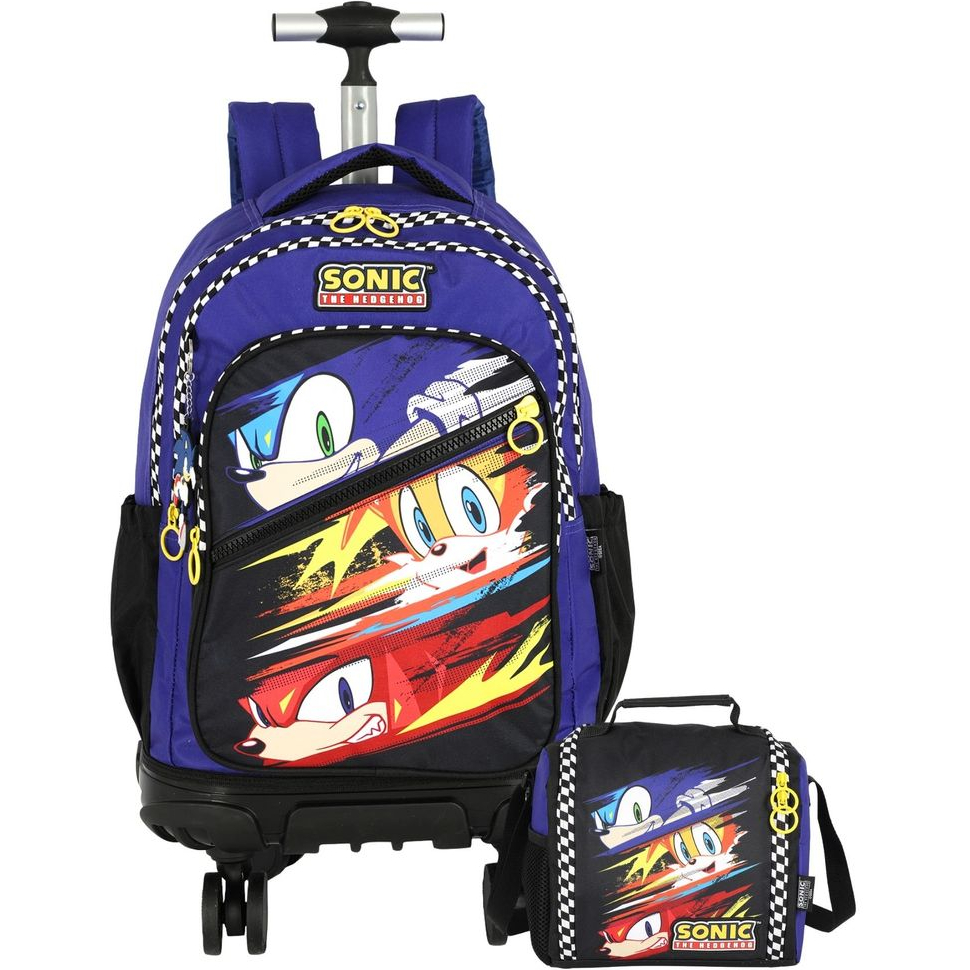 Kit Conjunto Escolar Sonic Gamer Mochila 2em1 Rodinha e Costas + Lancheira Térmica Merendeira em Oferta na Shopee