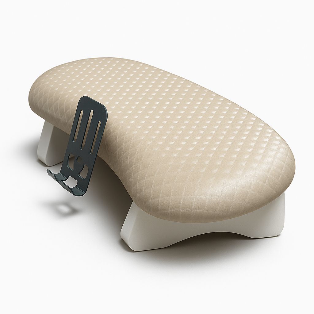Apoio Suporte de Mão Braço para Manicure Semi-curvo Pro com Suporte Celular integrado 10cm Altura