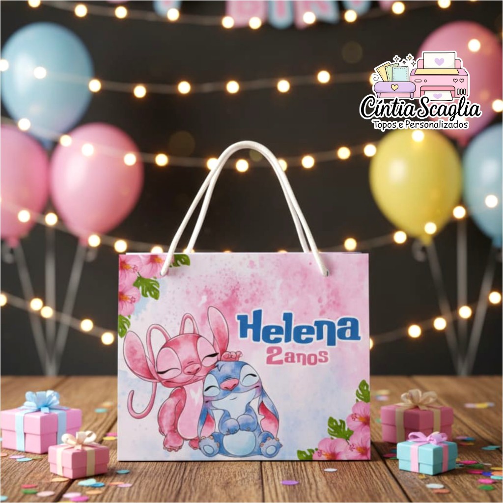 Sacolinha STITCH personalizada / Sacolinha surpresa / Stitch / Pegue e Monte / Aniversário