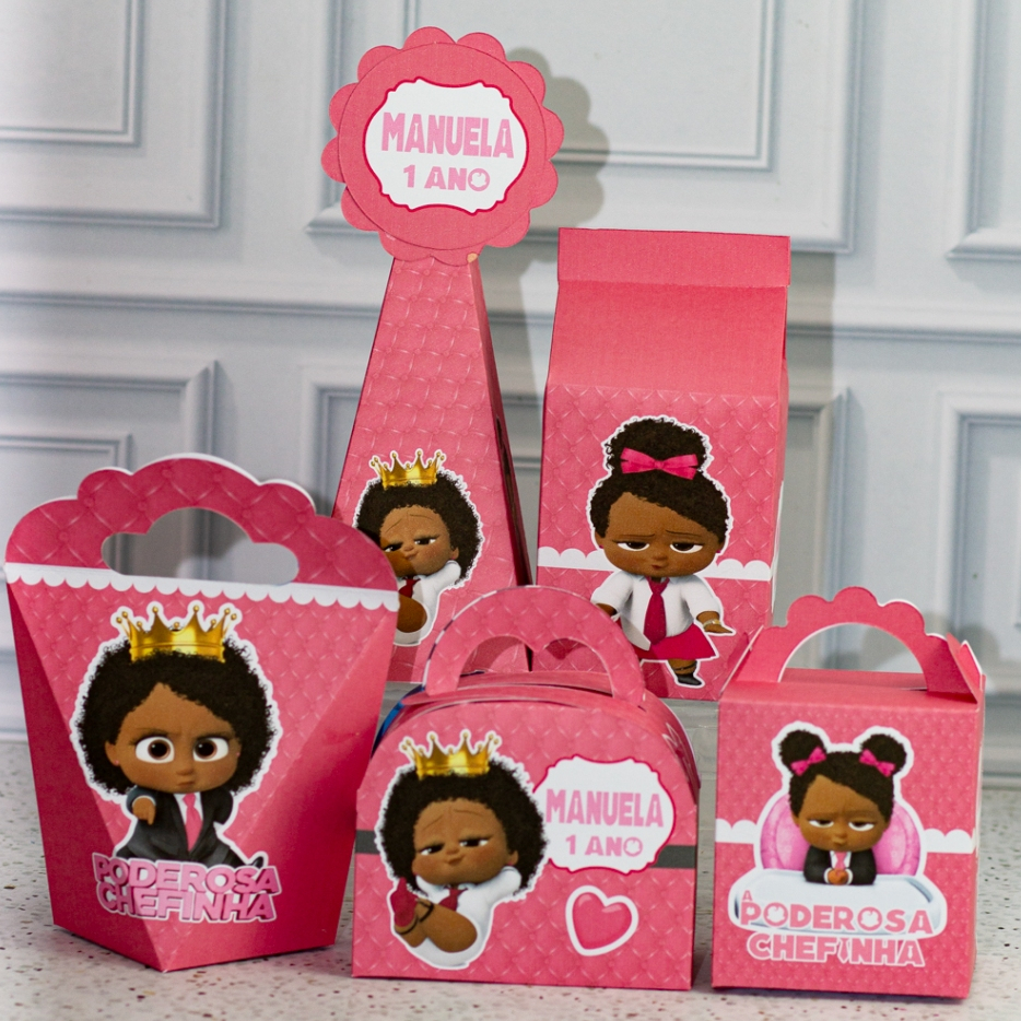 PEGUE E MONTE -  Kit Festa - PODEROSA CHEFINHA NEGRA - Lembrancinha Personalizada - Decoração Pegue e Monte - Caixinhas
