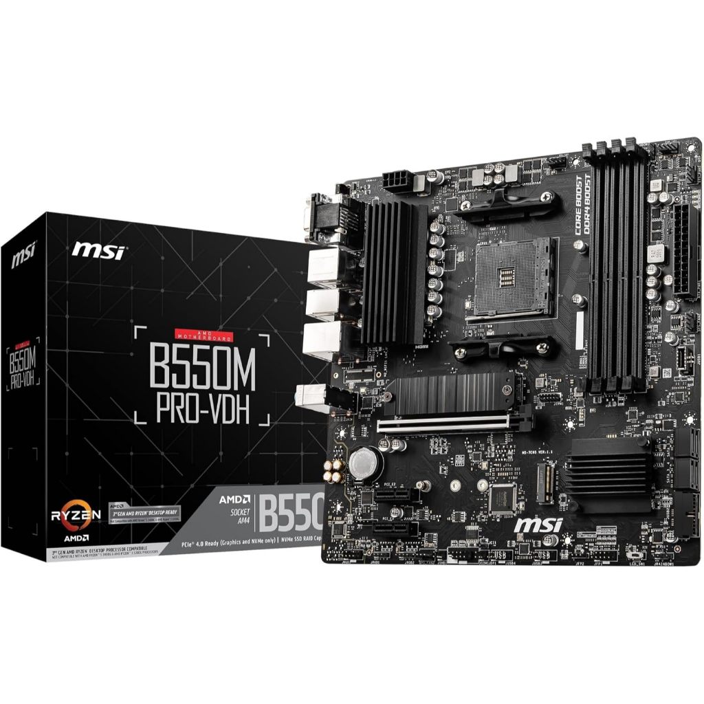 Placa-mãe MSI B550M PRO-VDH Micro-ATX MB6468 Compatível com processadores AMD Ryzen séries 5000/4000G/3000 Soquete AM4 D