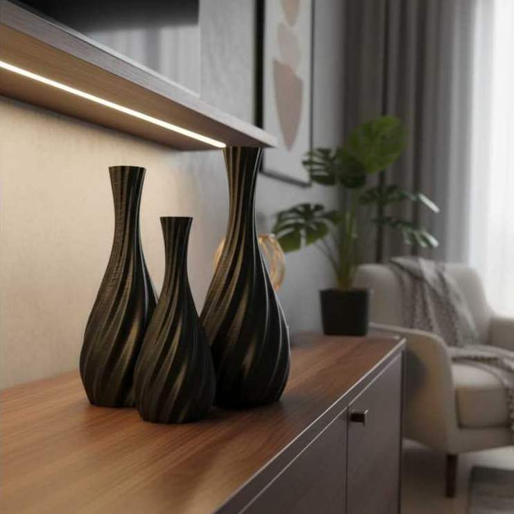 Kit 3 Vasos Decorativos Modernos Sala, Escritório, Home Office –3D Premium Decoração de mesa em Oferta na Shopee