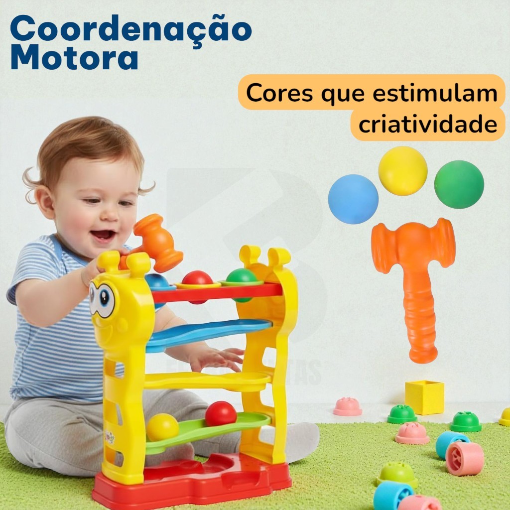 Brinquedo Infantil Centopeia de Bater com Martelinho Educativo Baby Péia Desenvolve Coordenação em Oferta na Shopee